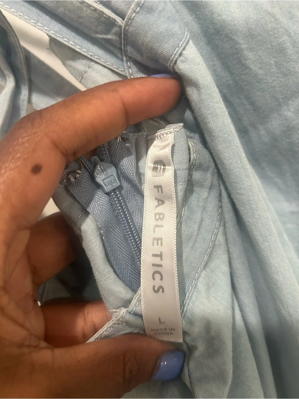 Fabletics Light Blue Romper with Back Zipper Detail
